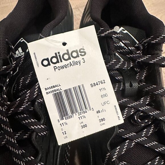 ADIDAS MENS POWERALLEY 3 SIZE 12 BASEBALL CLEATS NEW BLACK AND WHITE main image 11